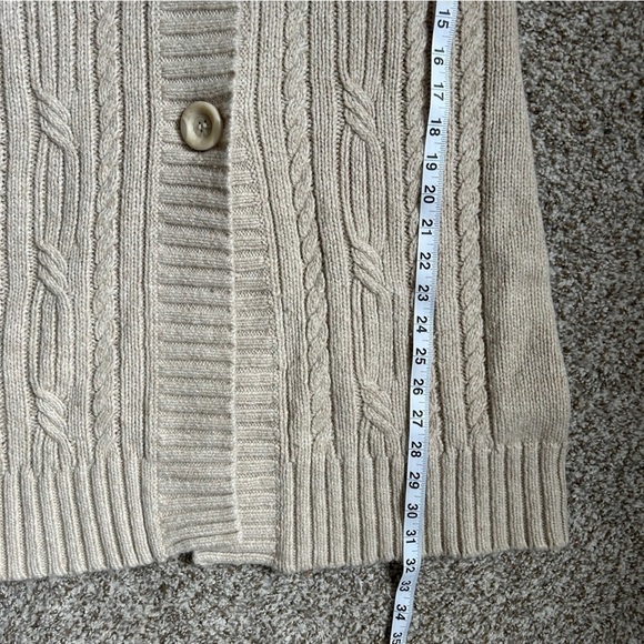 Caslon Cream Wool Blend Fringe Collar Cardigan Jacket 70s Fall XL Casual - Picture 6 of 6